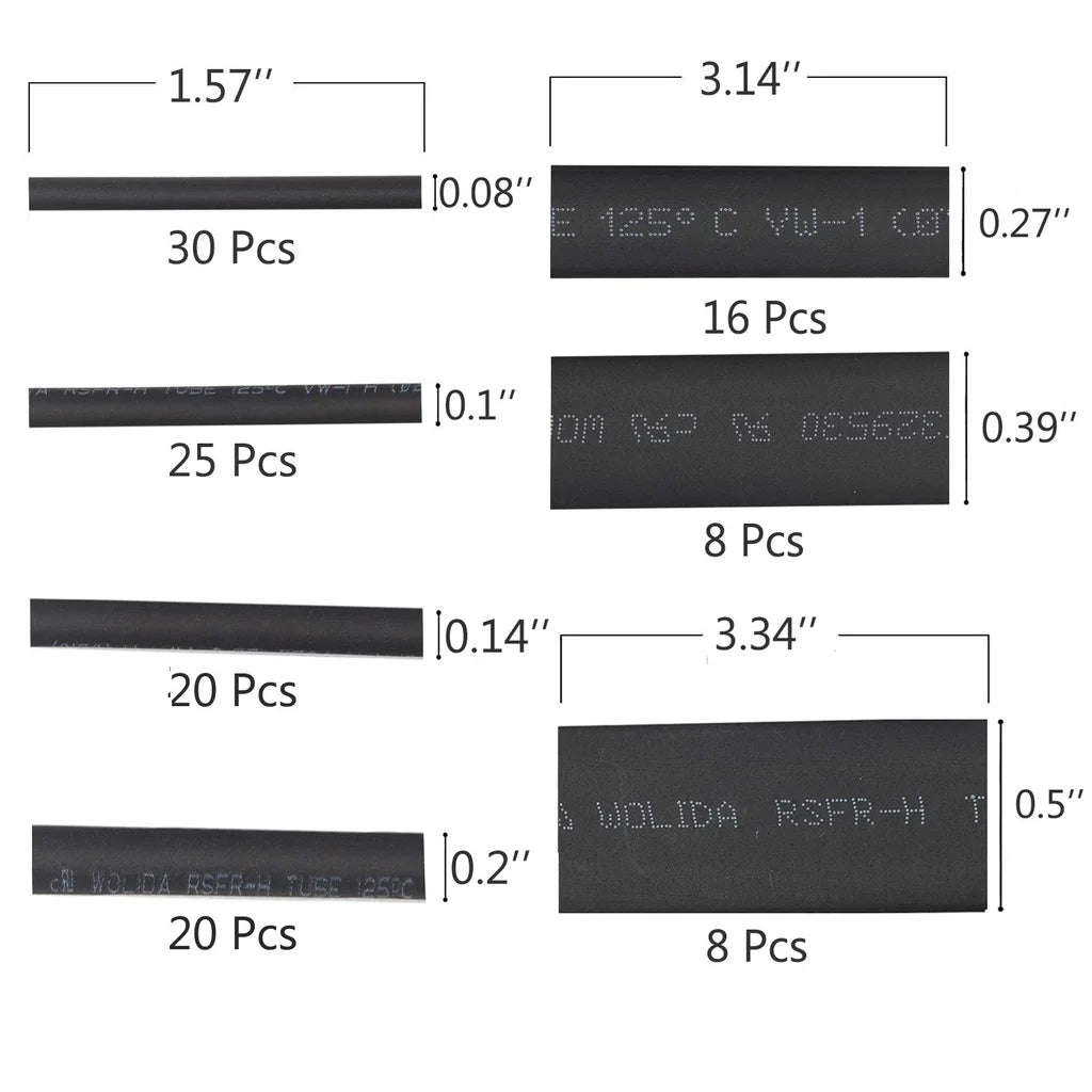 127Pcs 7 Sizes Set Heat Shrink Tubing Ratio 2:1 Heat Shrink Electrical Wire Cable Wrap Assortment Insulation Protection Tube