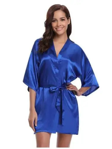 Satin Robe Female Intimate Lingerie Sleepwear Silky Bridal Wedding Gift Casual Kimono Bathrobe Gown Nightgown Sexy Nightwear