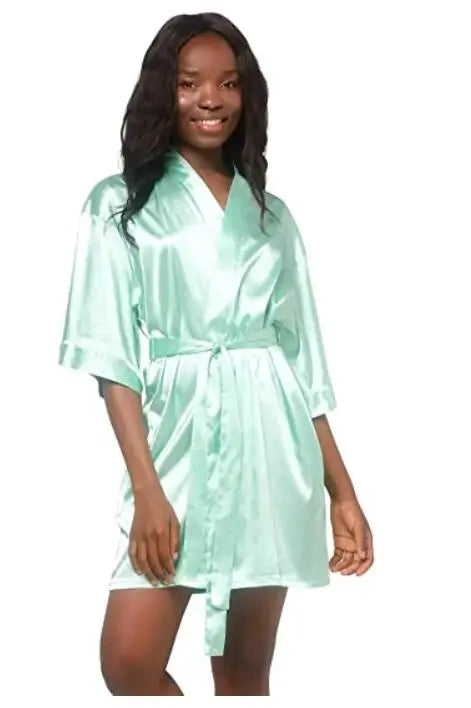 Satin Robe Female Intimate Lingerie Sleepwear Silky Bridal Wedding Gift Casual Kimono Bathrobe Gown Nightgown Sexy Nightwear