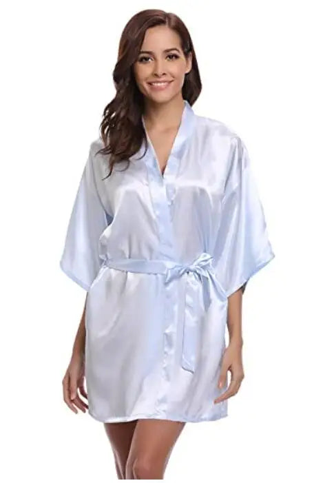 Satin Robe Female Intimate Lingerie Sleepwear Silky Bridal Wedding Gift Casual Kimono Bathrobe Gown Nightgown Sexy Nightwear