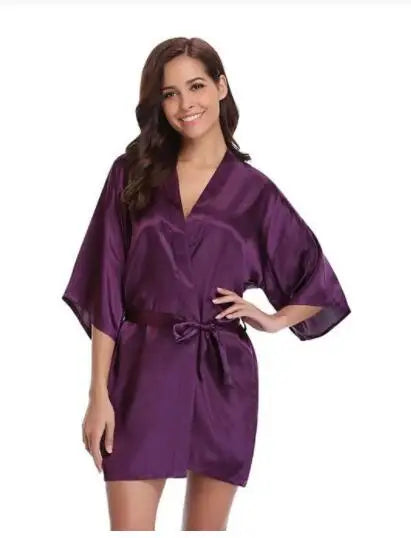 Satin Robe Female Intimate Lingerie Sleepwear Silky Bridal Wedding Gift Casual Kimono Bathrobe Gown Nightgown Sexy Nightwear