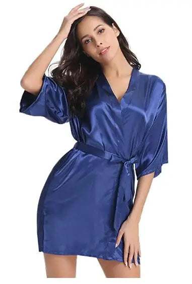 Satin Robe Female Intimate Lingerie Sleepwear Silky Bridal Wedding Gift Casual Kimono Bathrobe Gown Nightgown Sexy Nightwear