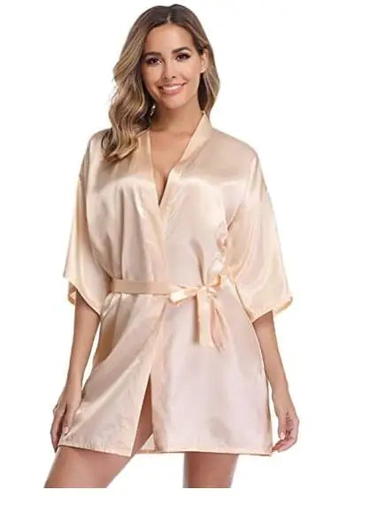 Satin Robe Female Intimate Lingerie Sleepwear Silky Bridal Wedding Gift Casual Kimono Bathrobe Gown Nightgown Sexy Nightwear