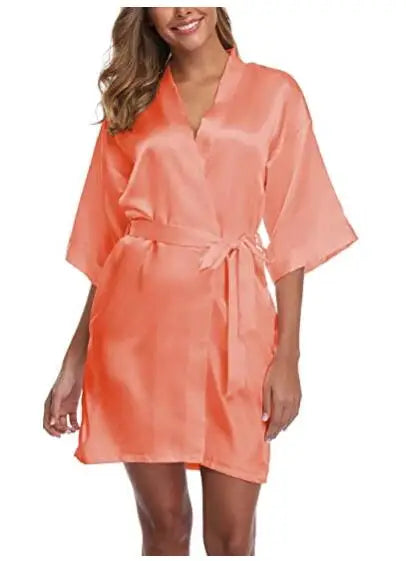 Satin Robe Female Intimate Lingerie Sleepwear Silky Bridal Wedding Gift Casual Kimono Bathrobe Gown Nightgown Sexy Nightwear