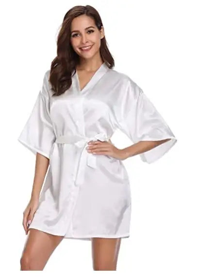 Satin Robe Female Intimate Lingerie Sleepwear Silky Bridal Wedding Gift Casual Kimono Bathrobe Gown Nightgown Sexy Nightwear