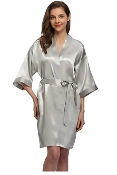 Satin Robe Female Intimate Lingerie Sleepwear Silky Bridal Wedding Gift Casual Kimono Bathrobe Gown Nightgown Sexy Nightwear