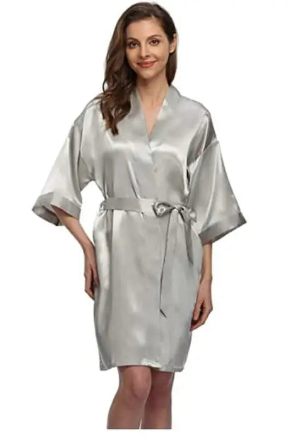 Satin Robe Female Intimate Lingerie Sleepwear Silky Bridal Wedding Gift Casual Kimono Bathrobe Gown Nightgown Sexy Nightwear