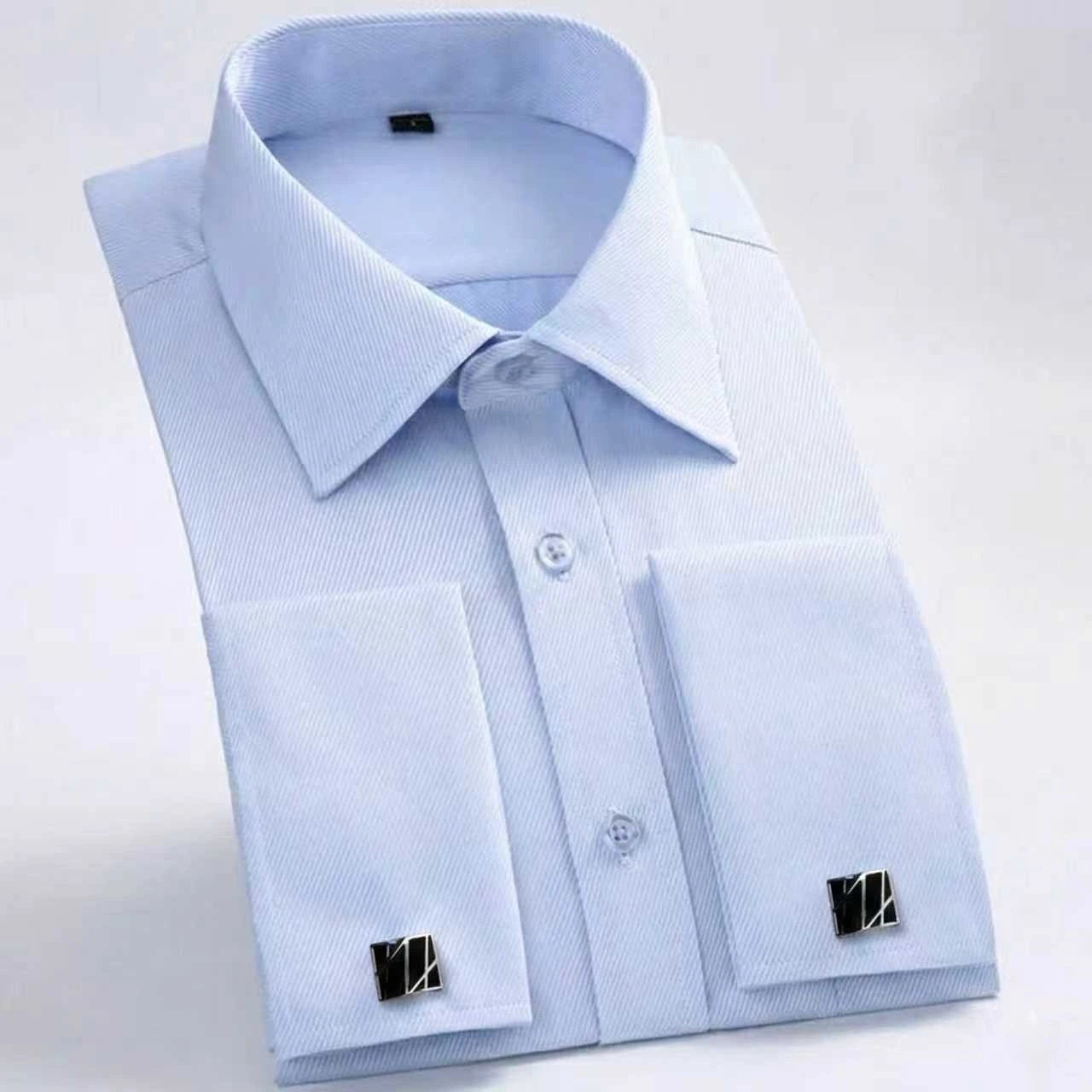 Men's French Cuff Dress Shirt  Long Sleeve Formal Business Buttons Male Shirts Regular Fit Cufflinks Shirt Plus size 6XL