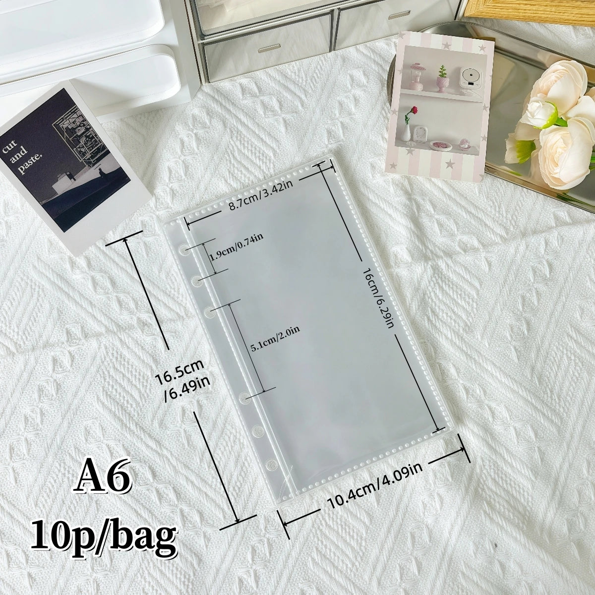 10/20/30/50P/Bag M5/A6/A7 Transparent Loose-Leaf Pages, Plastic Protective Covers, Portable Sticker Books, Loose-Leaf Binders, Album Refill Pages, High-Quality Pp Material, Acid-Free and Pvc-Free, Safe for Storage, High Trans
