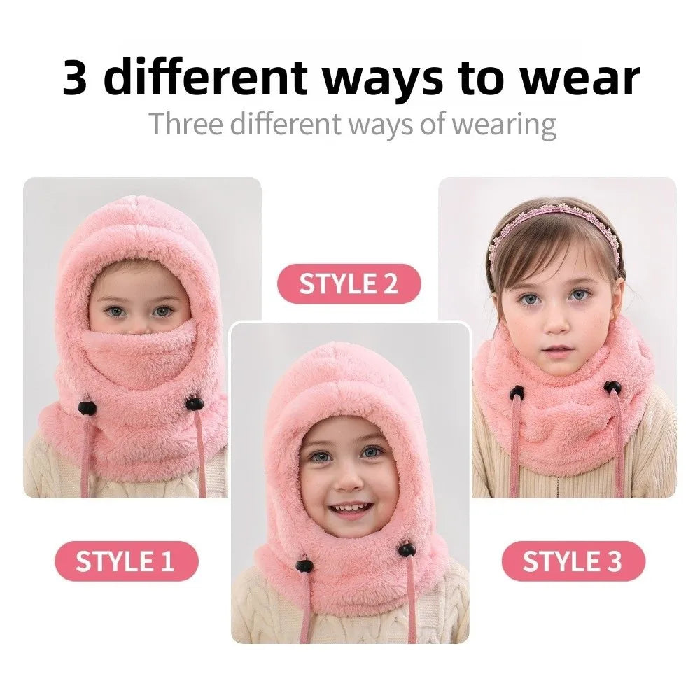 Unisex Plush Balaclava Hats Windproof Warm Ear Protection Cap Children's Hats