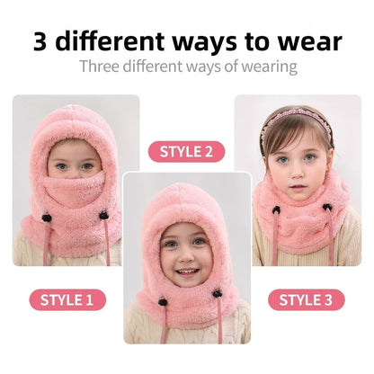 Unisex Plush Balaclava Hats Windproof Warm Ear Protection Cap Children's Hats