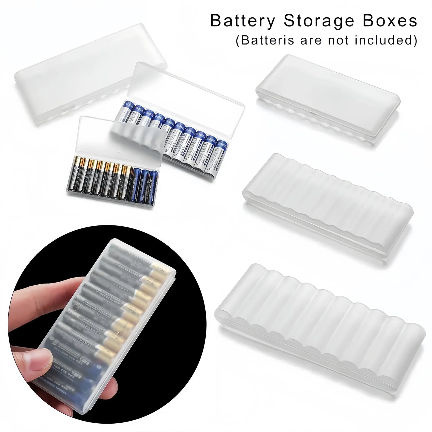 White Waterproof Hard Plastic Battery Box Multi-Slot Storage Case Portable Battery Storage Solution