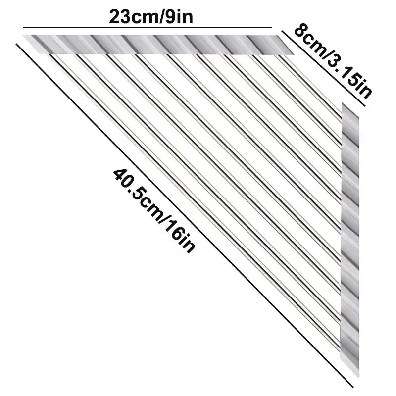 Roll Up Triangle Dish Drying Rack Foldable Stainless Steel Kitchen Sink Organizer Corner Sponge Rag Holder