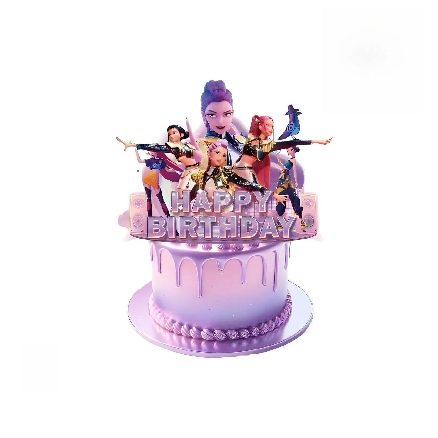 K P Foil Balloon Set Girl Group 1-9 Number & Purple Star Balloons Character Cake Toppers for Birthday Party & Photo Props