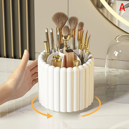 Makeup Brush Holder 360° Rotating With Lid Lipstick Eyebrow Pencil Holder Eye Shadow Storage Box Luxury Cosmetic Organizer