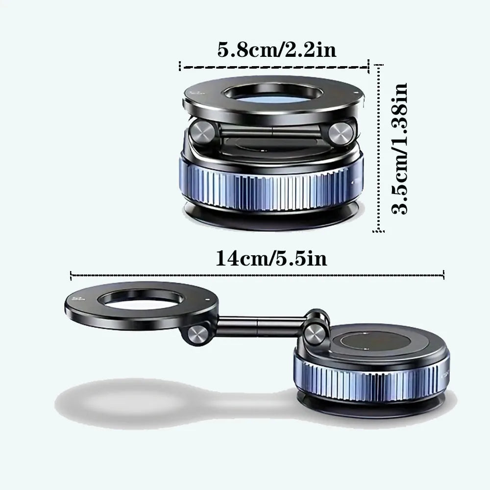 Upgraded Foldable Magnetic Car Phone Mount – 360° Rotatable, Dashboard Suction Cup, with Extra Mount Pad & Adjustment Wrench