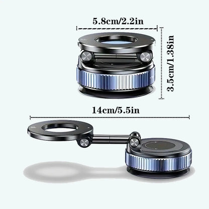 Upgraded Foldable Magnetic Car Phone Mount – 360° Rotatable, Dashboard Suction Cup, with Extra Mount Pad & Adjustment Wrench