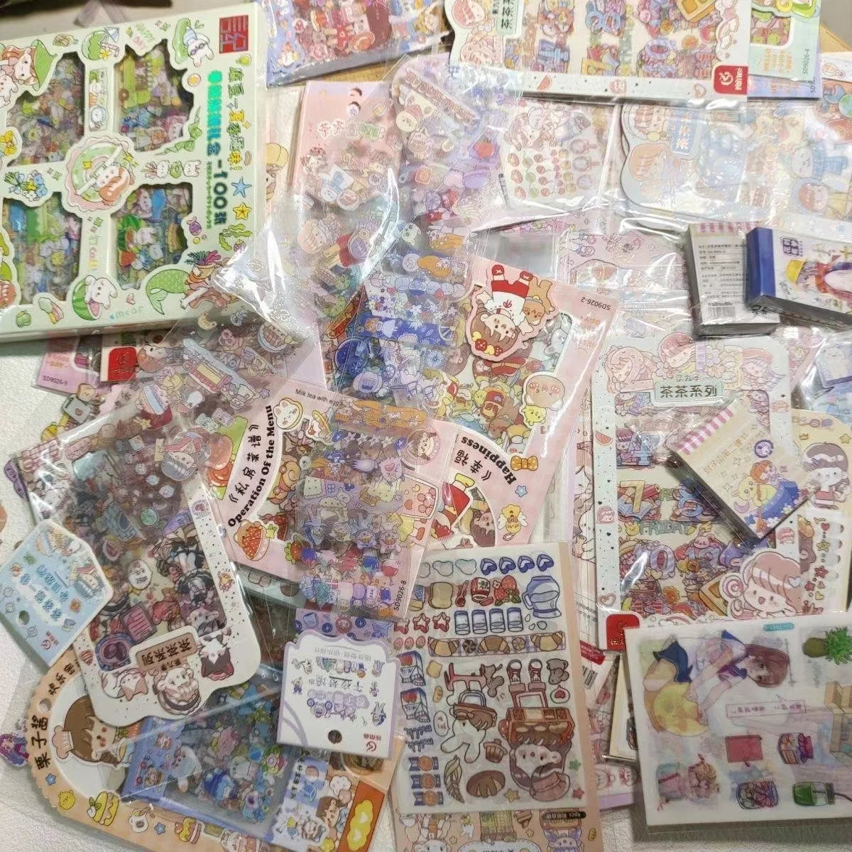 20-200 PCS Cute Stickers Goo Card Kawaii Cartoon Laser Sticker No repeat for Diary DIY School Students Decoration Stationery