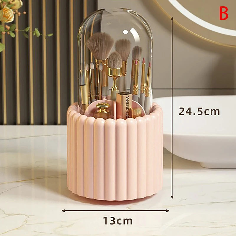 Makeup Brush Holder 360° Rotating With Lid Lipstick Eyebrow Pencil Holder Eye Shadow Storage Box Luxury Cosmetic Organizer