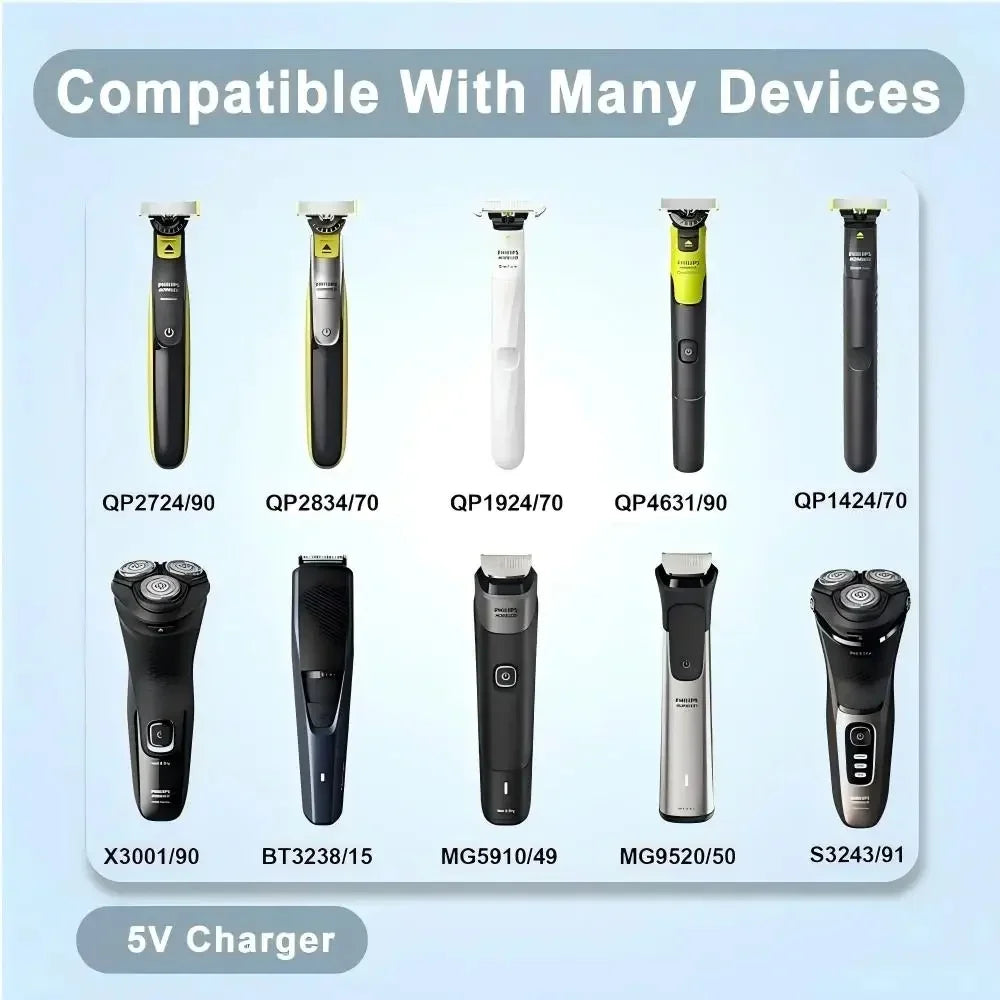 5V Type-C Shaver Charger Adapter Universal Portable Shaver Charging Converter for QP2724 QP2834 BT3230 MG7910 MG5910 X3001 X3052