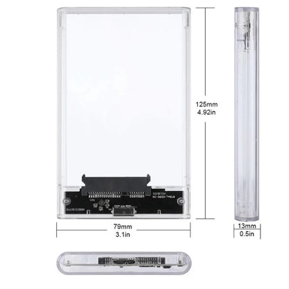 2.5inch USB 3.0 HDD Enclosure SATA SSD Hard Drive Case with 5Gbps Transfer Speed Mobile External Hard Disk Box with Cable