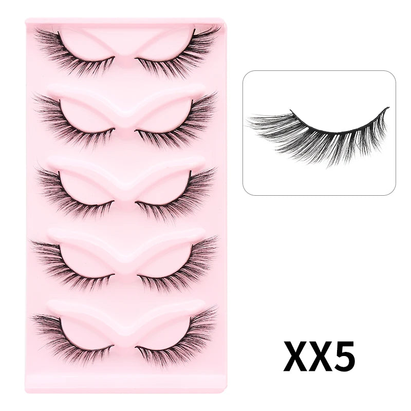 DINGSEN Cat Eye Lashes 10pairs False Eyelashes Natural Eyelashes Anime Winged Clear Band Lashes Fake Eyelash Manga Lashes Makeup