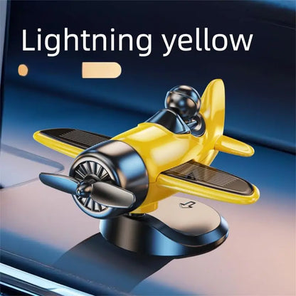Solar Powered Rotating Airplane Car Dashboard Ornament 360° Auto Spin Decor Airplane Ornaments Car Interior Decoration