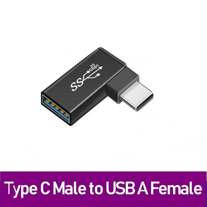 NNBILI USB3.0 Male to Female Right Angle Extension Adapter 90 Degree USB Connector Elbow Adapter 10Gbps For Laptop PC Converter
