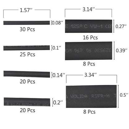 127Pcs 7 Sizes Set Heat Shrink Tubing Ratio 2:1 Heat Shrink Electrical Wire Cable Wrap Assortment Insulation Protection Tube
