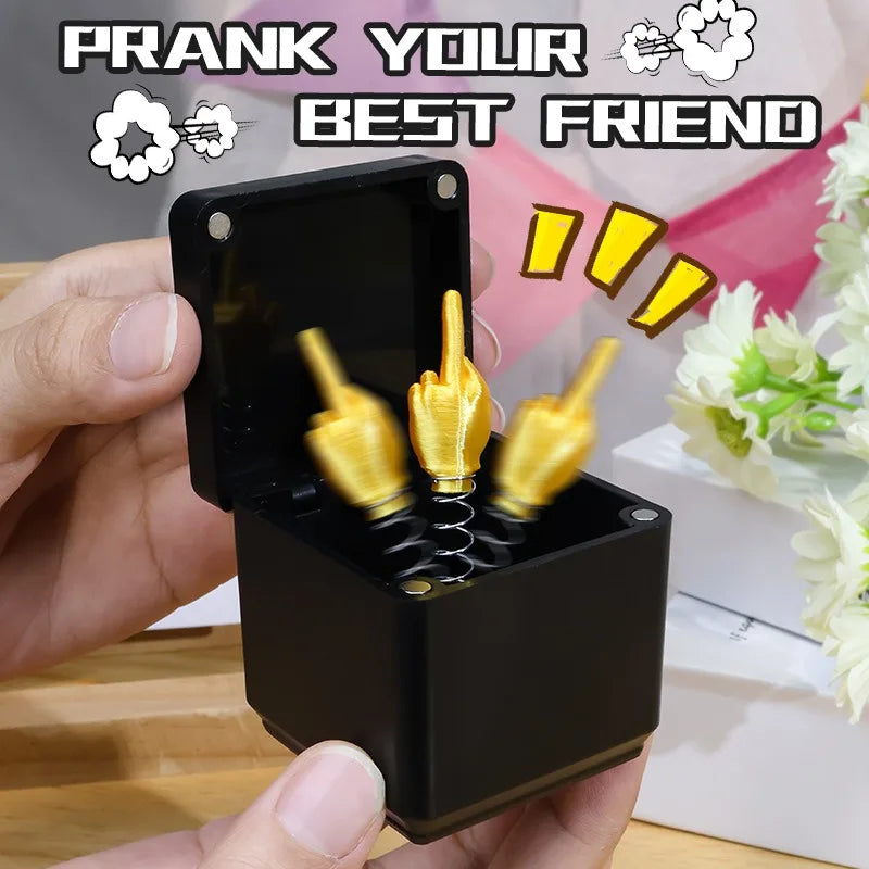 Funny Middle Finger in Box - Desk Decor Gag Gift for Halloween, Christmas & Birthday, Novelty Office Toy & Home Decoration