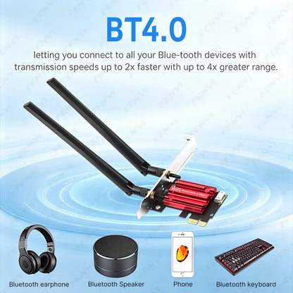 FENVI AC1200M WiFi 5 PCIE Adapter BT4.0 Wireless Network Card Dual Band 2.4G/5GHz 802.11AC For Desktop Laptop PC Windows 7/10/11
