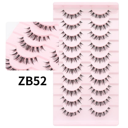 DINGSEN Cat Eye Lashes 10pairs False Eyelashes Natural Eyelashes Anime Winged Clear Band Lashes Fake Eyelash Manga Lashes Makeup