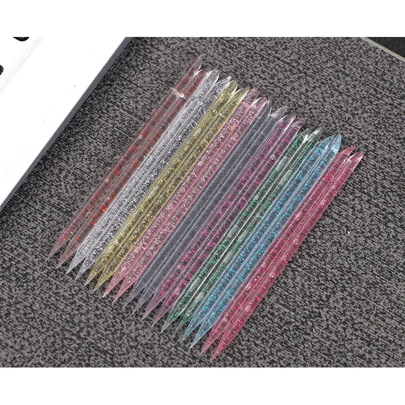 50/100pcs Reusable Double-Ended Crystal Cuticle Pusher – Professional Nail Art Tool for Cuticle Removal & Manicure Accessories