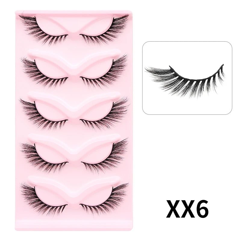 DINGSEN Cat Eye Lashes 10pairs False Eyelashes Natural Eyelashes Anime Winged Clear Band Lashes Fake Eyelash Manga Lashes Makeup