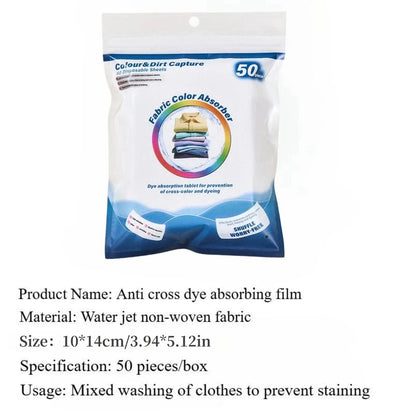 50PCS Color Absorbing Film Household Machine Wash nonwovens Anti Cross Dyeing Paper Clothes Mixed Washing No Cross Color Tools