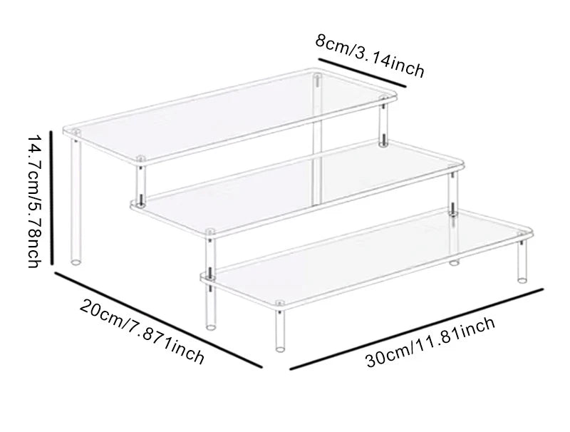 1-4 Tier Acrylic Display Stand Durable Display Rack For Cupcake Perfume Doll Transparent Trapezoidal Blind Box Storage Shelf