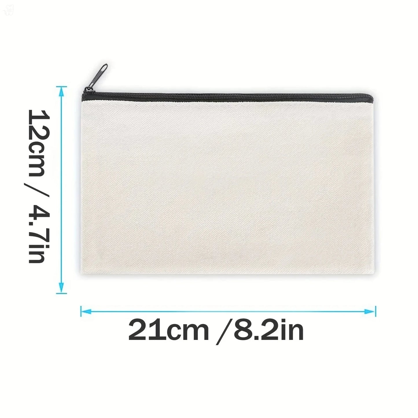Blank Sublimation Canvas Makeup Bags, Unfinished DIY Heat Transfer Pencil Cases with Clear Window, Ready for Your Custom Design