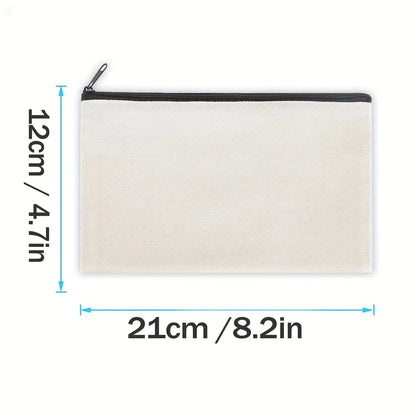 Blank Sublimation Canvas Makeup Bags, Unfinished DIY Heat Transfer Pencil Cases with Clear Window, Ready for Your Custom Design