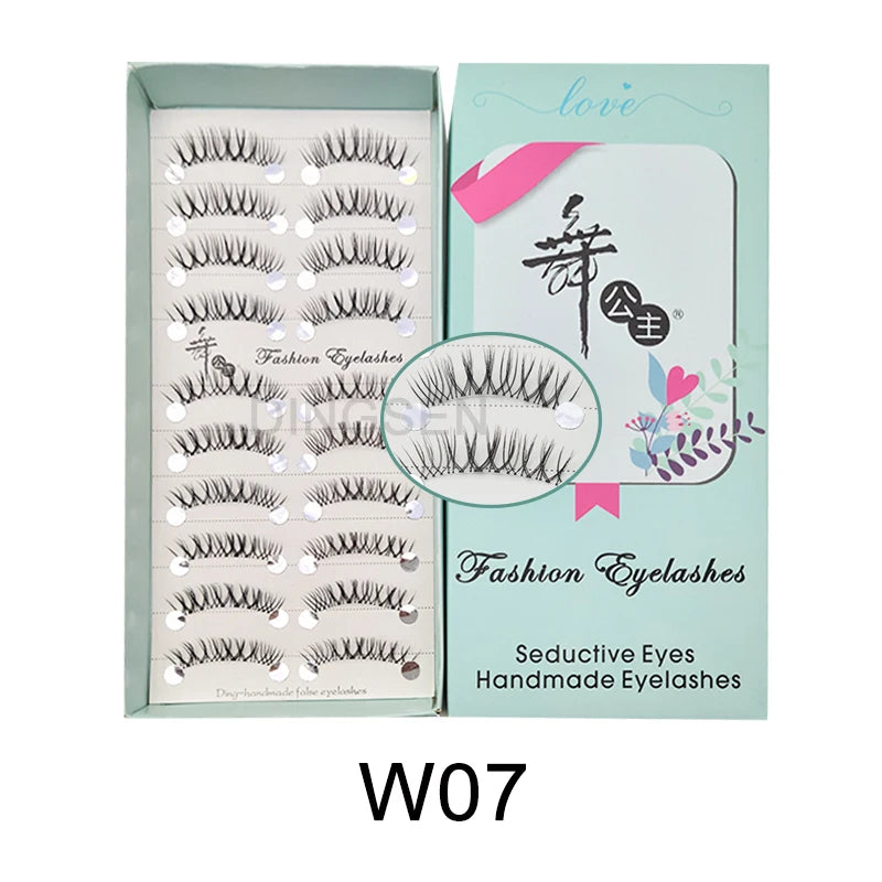 DINGSEN Cat Eye Lashes 10pairs False Eyelashes Natural Eyelashes Anime Winged Clear Band Lashes Fake Eyelash Manga Lashes Makeup