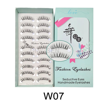 DINGSEN Cat Eye Lashes 10pairs False Eyelashes Natural Eyelashes Anime Winged Clear Band Lashes Fake Eyelash Manga Lashes Makeup