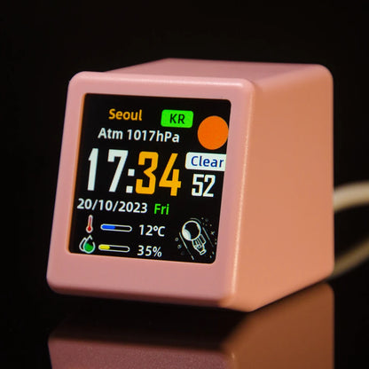 Super Cool Mini WiFi Desktop Weather Digital Clock Station with IPS LCD Screen Gadget for Decoration