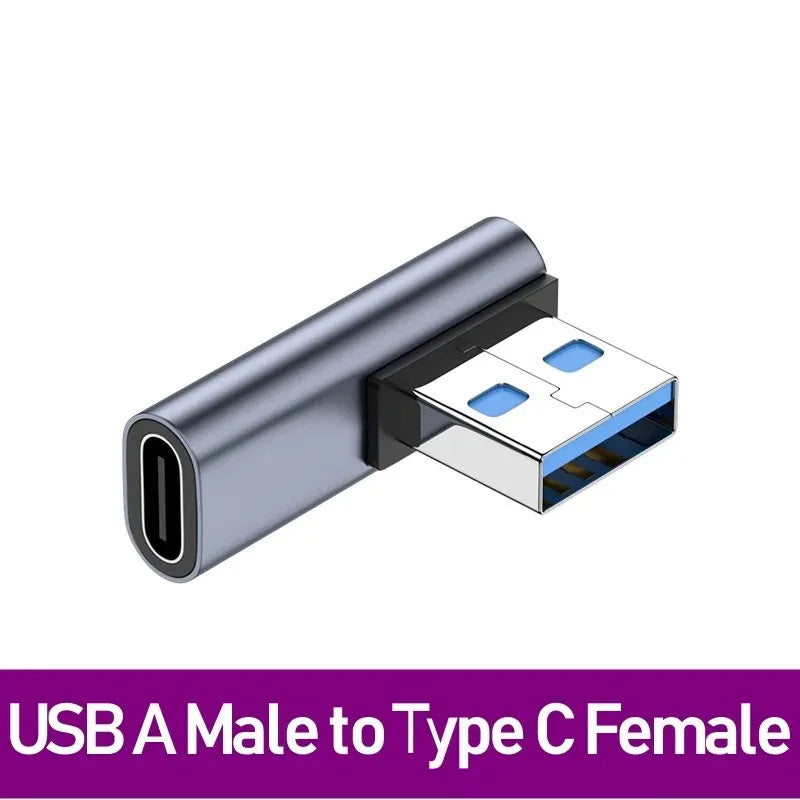 NNBILI USB3.0 Male to Female Right Angle Extension Adapter 90 Degree USB Connector Elbow Adapter 10Gbps For Laptop PC Converter