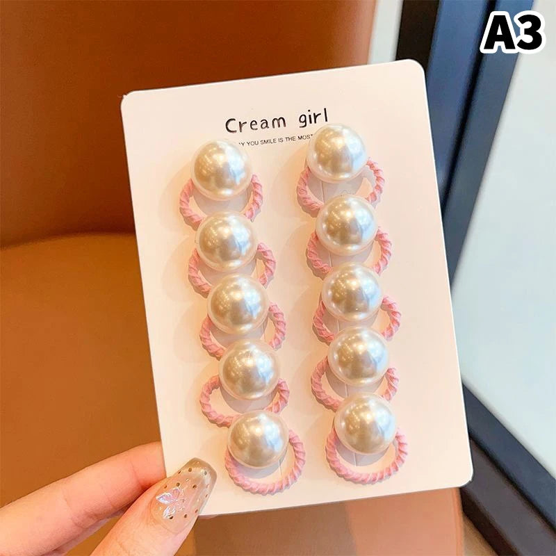 10pcs/set Cute Baby Girl Hair Love Bands Cartoon Love Heart Star Hair Ties Toddler Elastic Rubber Band Kids Hair Ropes Headwear