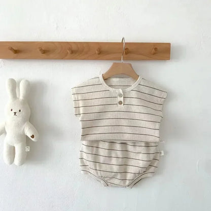 DGUKYM Summer 2pcs Sports Style Baby Boys Girls Stripe T-shirt and Shorts Clothing Set Soft Lining Infant Baby Clothes Outfits