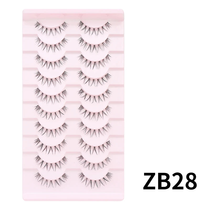 DINGSEN Cat Eye Lashes 10pairs False Eyelashes Natural Eyelashes Anime Winged Clear Band Lashes Fake Eyelash Manga Lashes Makeup