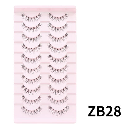 DINGSEN Cat Eye Lashes 10pairs False Eyelashes Natural Eyelashes Anime Winged Clear Band Lashes Fake Eyelash Manga Lashes Makeup