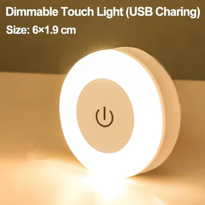 Min Energy Saving Led Touch Sensor Night Lights USB Rechargeable Magnetic Wall Light Room Aisle Bedroom Portable Night Lamp