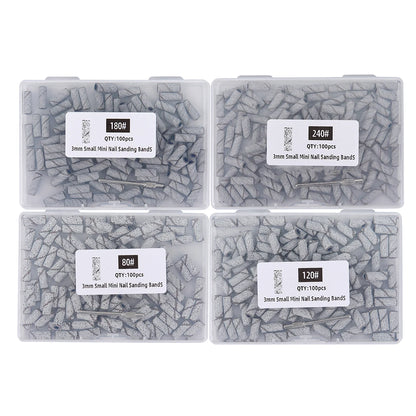 3mm Nail Sanding Bands-80/120/180/240 Grit Mini Nail Drill Bit Electric Nail File Accessory Polishing Manicure Tool 50 2030