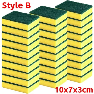 10-50Pcs Double-Sided Scouring Pads Kitchen Sponge Dishwashing Scrub Pads for Pot Bowl Home Cleaning Tools