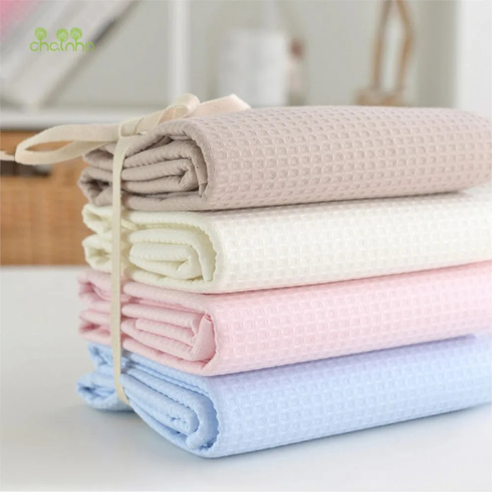 Chainho,Soft Waffle Fabric,Solid Color,DIY Quilting Sewing Material,For Sleepwear,Bathrobes,Pillowcase,Cushion,5 Color Series